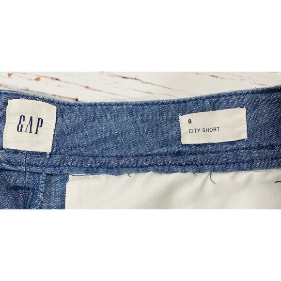 Gap Chambray City Shorts Womens Size 2 Solid Blue Mid Rise 3” Inseam Cotton - Picture 3 of 9
